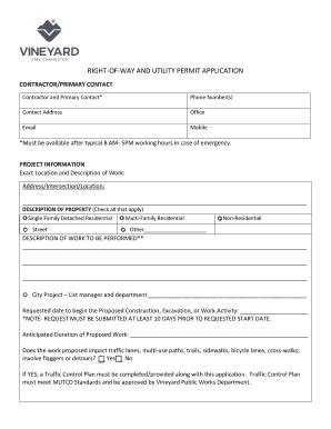Fillable Online RIGHT-OF-WAY AND UTILITY PERMIT APPLICATION Fax Email ... 