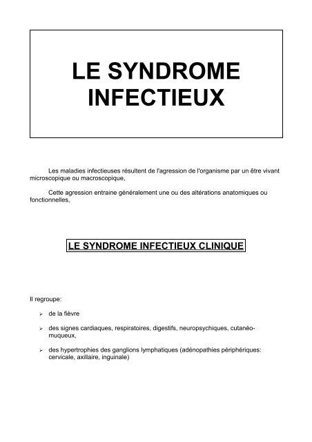 Le Syndrome Infectieux Clinique