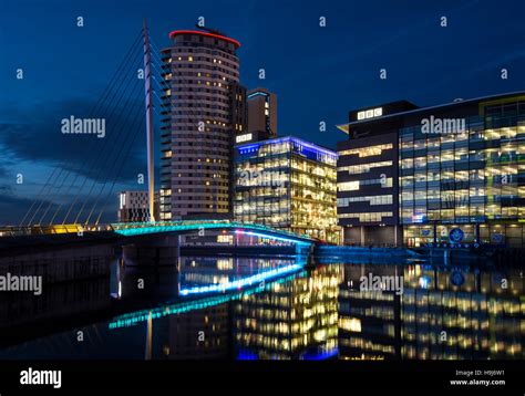 The Mediacityuk Complex And Swing Footbridge Over The Manchester Ship