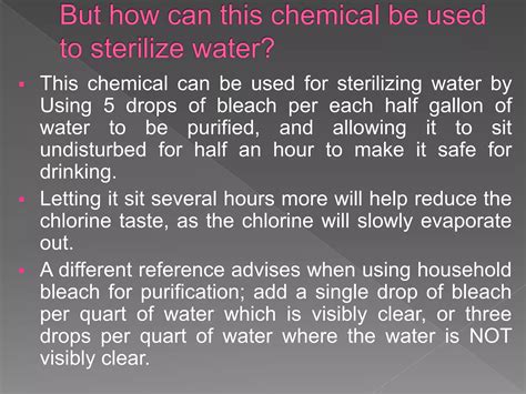 Sterilization Of Water Using Bleaching Powder Pptx Pptx