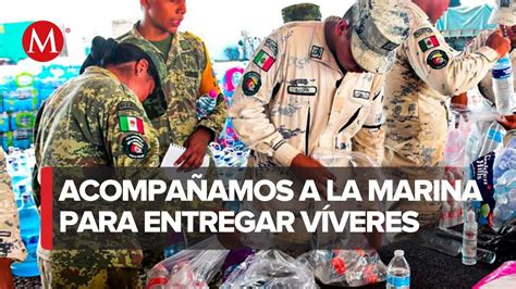 Así es como la Marina entrega los víveres a los damnificados por el