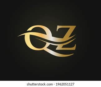 Initial Gold Letter Qz Logo Design Stock Vector Royalty Free