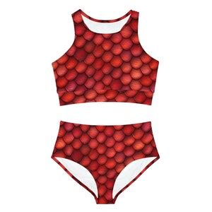 Fierce Red Dragon Scale Bikini Set AOP Etsy