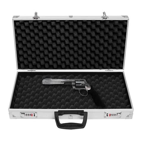 Aluminum Framed Locking Gun Carry Case Handgun Pistol Hard Lock Box Storage