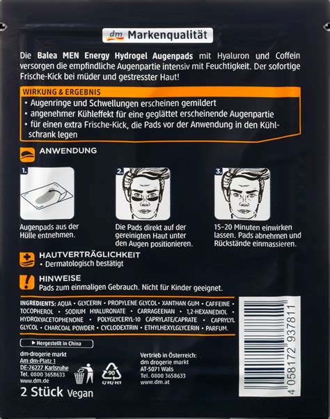 Balea Men Hydrogel Eye Pads Energy Paar Duitse Voordeel Drogist