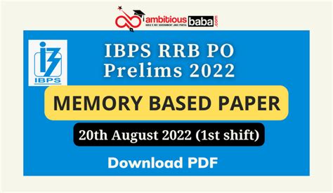 Ibps Rrb Po Prelims Memory Based Paper 2022 Download Pdf