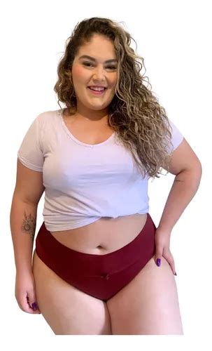 Lingerie Plus Size Kit 3 Calcinhasas Microfibra Cores Lisas MercadoLivre