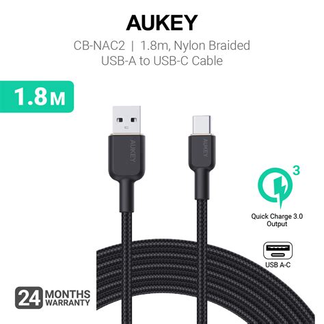 Aukey Cb Nac Cb Nac Circlet Nylon Braided Usb A To Usb C Cable M