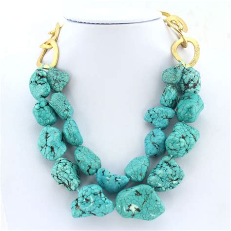 Chunky Big Size Turquoise Necklaceturquoise Beads For Party Etsy