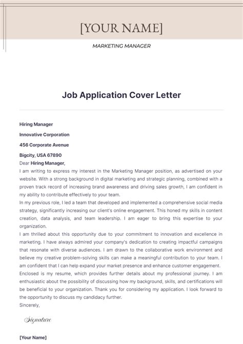 Free Job Application Cover Letter Template Edit Online And Download