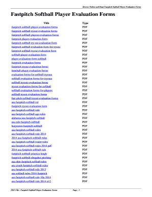 Fillable Online Nlor Fastpitch Softball Player Evaluation Forms