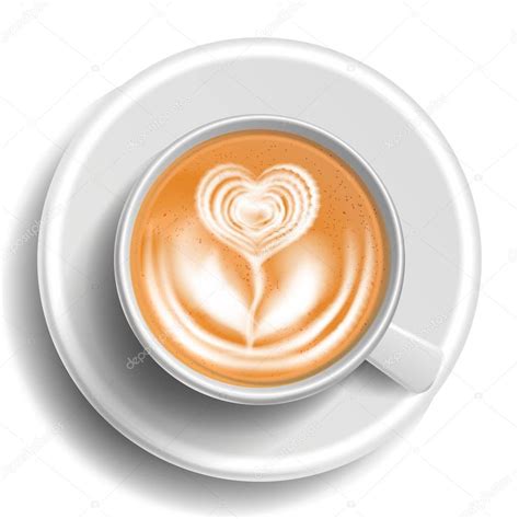 Coffee Art Cup Vector Top View Hot Cappuccino Coffee Milk Espresso