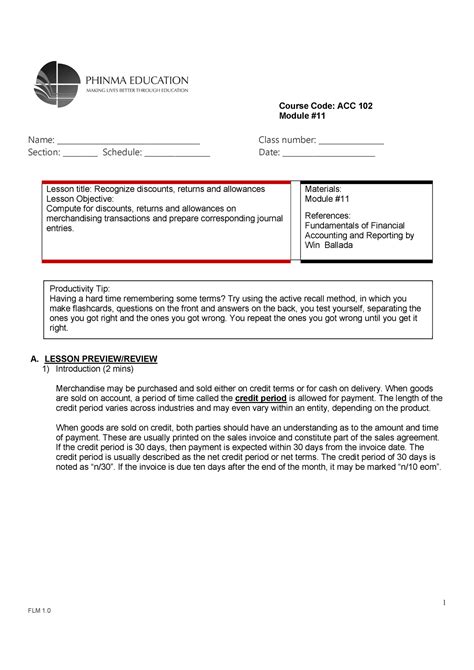 ACC 102 Module 11 - Module # Name ...