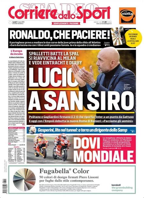 Diario Corriere Dello Sport Italia Lunes 11 De Marzo De 2019 Infobae