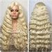 Platinum Blonde Lace Front Wig Synthetic Curly X Parting Space Heat Resistant Wigs