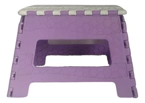 Banqueta Dobr Vel Resistente Kg Multiuso Cores Cor Roxo E Gelo