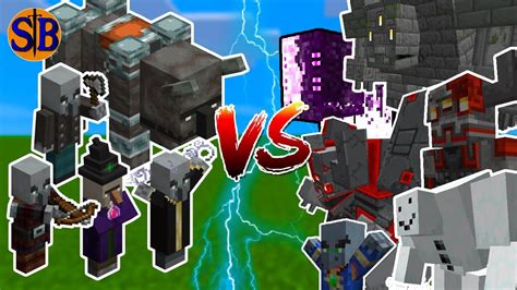 Raid Gang Vs Crimson Steve More Mobs Minecraft Mob Battle Youtube