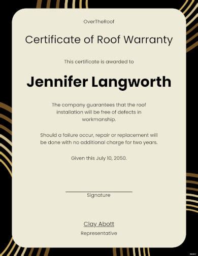 Warranty Certificate Template 24 Word Pdf Documents Download Free