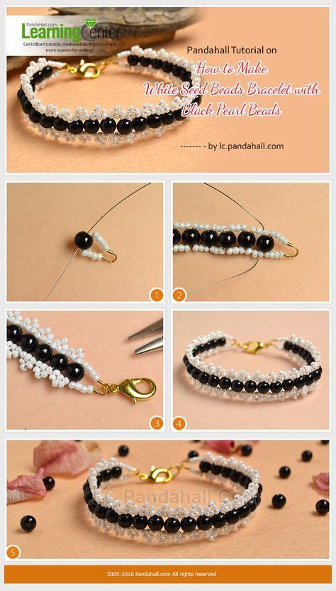 Pandahall Tutorial On How To Make White Seed Beads Bracelet With Black