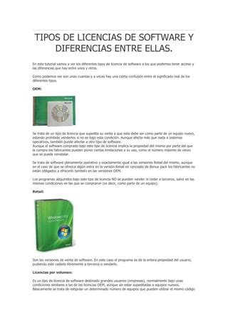 Tipos Licencias Diferencias Pdf