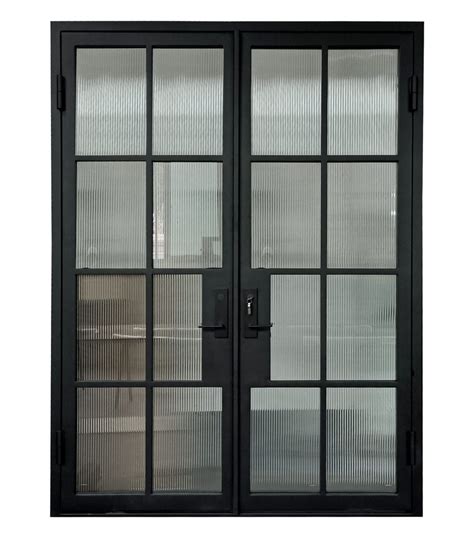 Custom Double Exterior Wrought Iron French Door Cifd D0103 Square Top