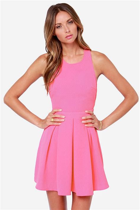 Lulus Exclusive Bright On Point Neon Pink Dress Neon Pink Dresses