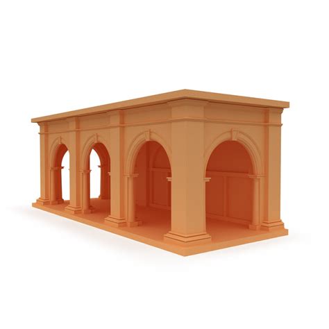 3d Building Front 3 Arch Sections 008 Model Turbosquid 2029748