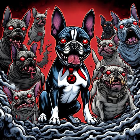 Zuul the Ghostbusters Boston Terrier with Creepy Red Eyes Comic Style ...