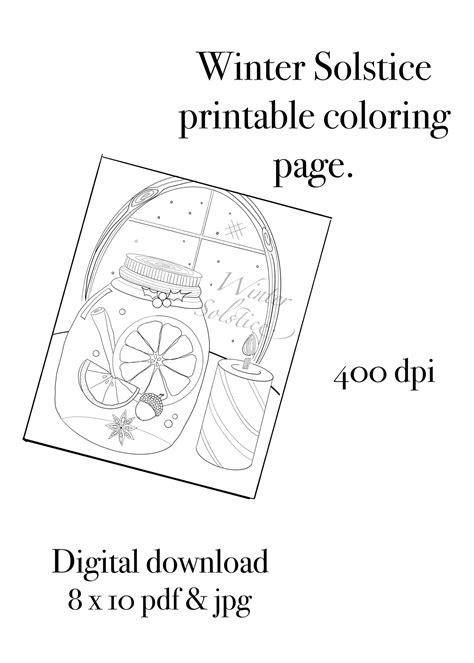 Winter Solstice Printable Coloring Page Etsy