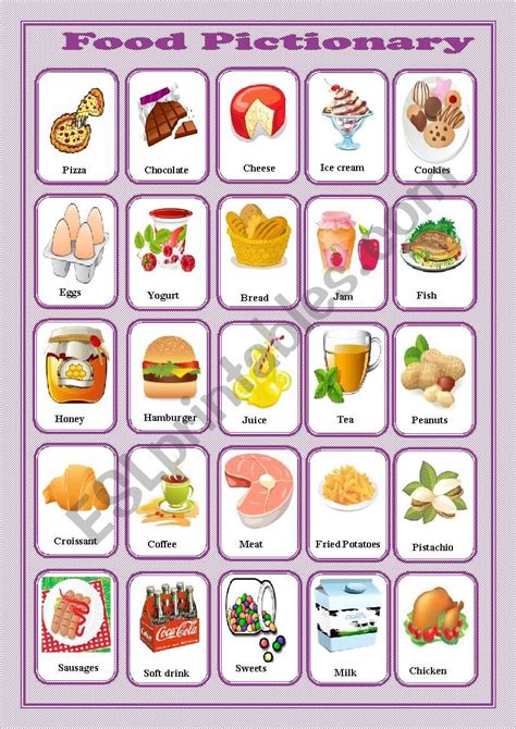 Food Pictionary ESL Worksheet By Sasuna