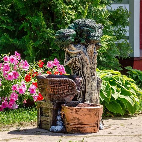 Купить Фонтан садовый Дерево с корзинкой стеклопластик высота 70см ...