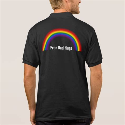 LGBT Rainbow LGBTQ Gay Pride Free Dad Hugs Polo Shirt Zazzle Au