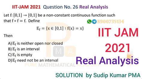 Iit Jam 2021 Real Analysis Solution Mathematics Solution Question