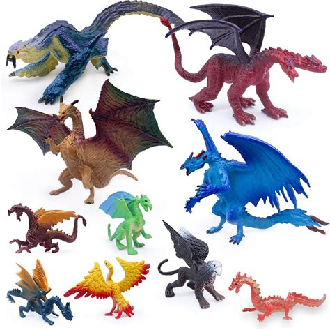 Buy SIENON Dragon Toy Figures-4pcs 5 Inch Plastic Dragon Figurines with ...