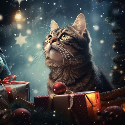 Christmas Cat Photo Print Free Stock Photo Public Domain Pictures