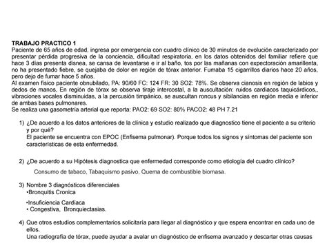 Tabajo Practico Neumo Grupo F TRABAJO PRACTICO 1 Paciente De 65