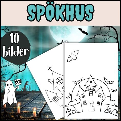 Färglägga spökhus halloween Teach Academy