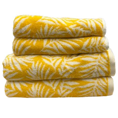 Bellissimo Botanical Ochre Turkish Cotton Hand And Bath Towels Set Of 4