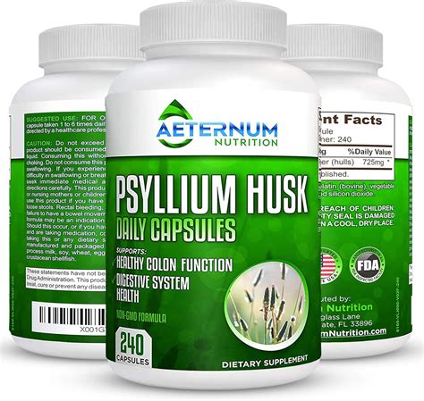 Psyllium Husk Caps Organic Fiber Supplement Psyllium Husk Powder