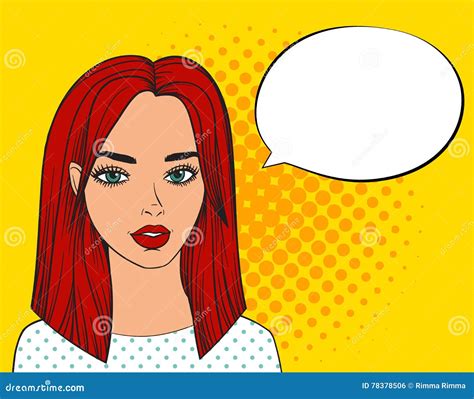 Pop Art Woman With Speech Bubble Fashion Beautiful Woman With Red