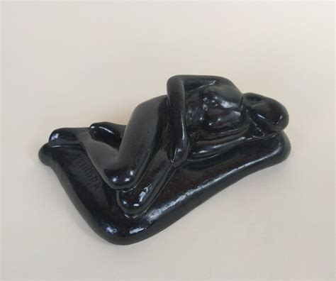 Vintage Black Nude Study Pottery Sculpture Of Woman Lying Down Etsy
