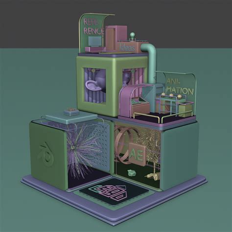 Production Studio Blender Diorama On Behance