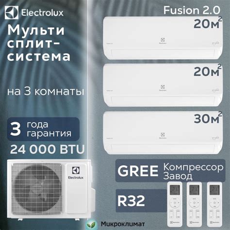 Мульти сплит система инвертор на 3 комнаты Electrolux Fusion 2.0 для ...