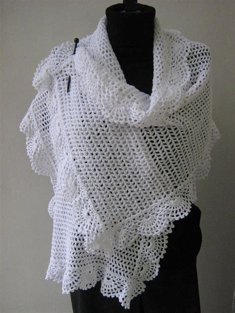 Crochet White Shawl Etsy