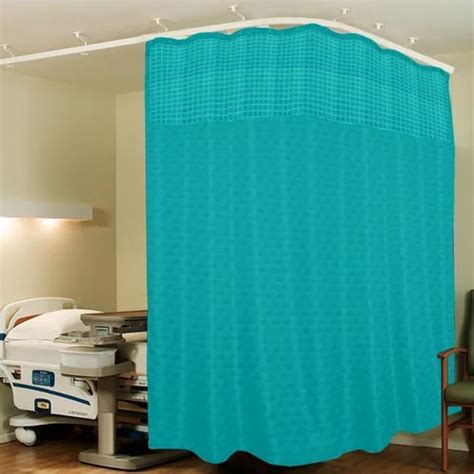 Polyester Green Hospital Curtains With 8 Eyelets And 8 C Hooks Size