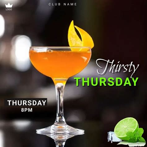 Thirsty Thursdays Bar Flyer Template Bar Poster Thirsty Thursday