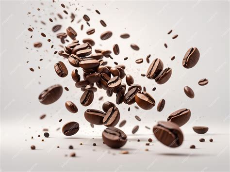 Premium Ai Image Falling Coffee Beans Isolated On A White Or