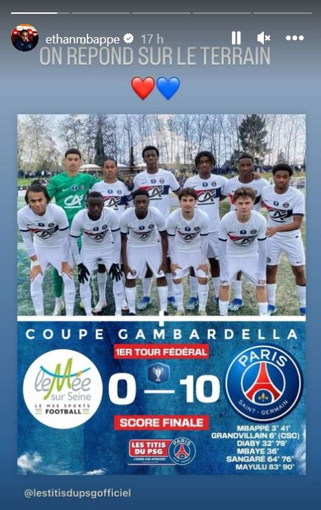 Gambardella U18 Ethan Mbappé chahuté par des supporters le Titi du