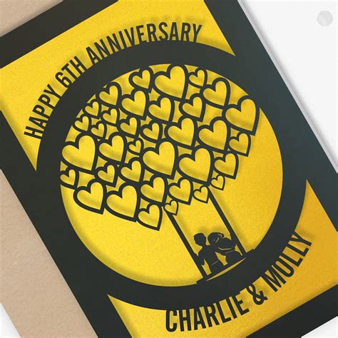 6 Year Personalised Wedding Anniversary Card 6th Wedding Anniversary Paper Cut Card Iron