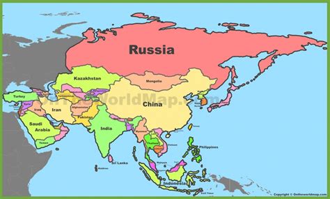 Printable Asia Map With Countries